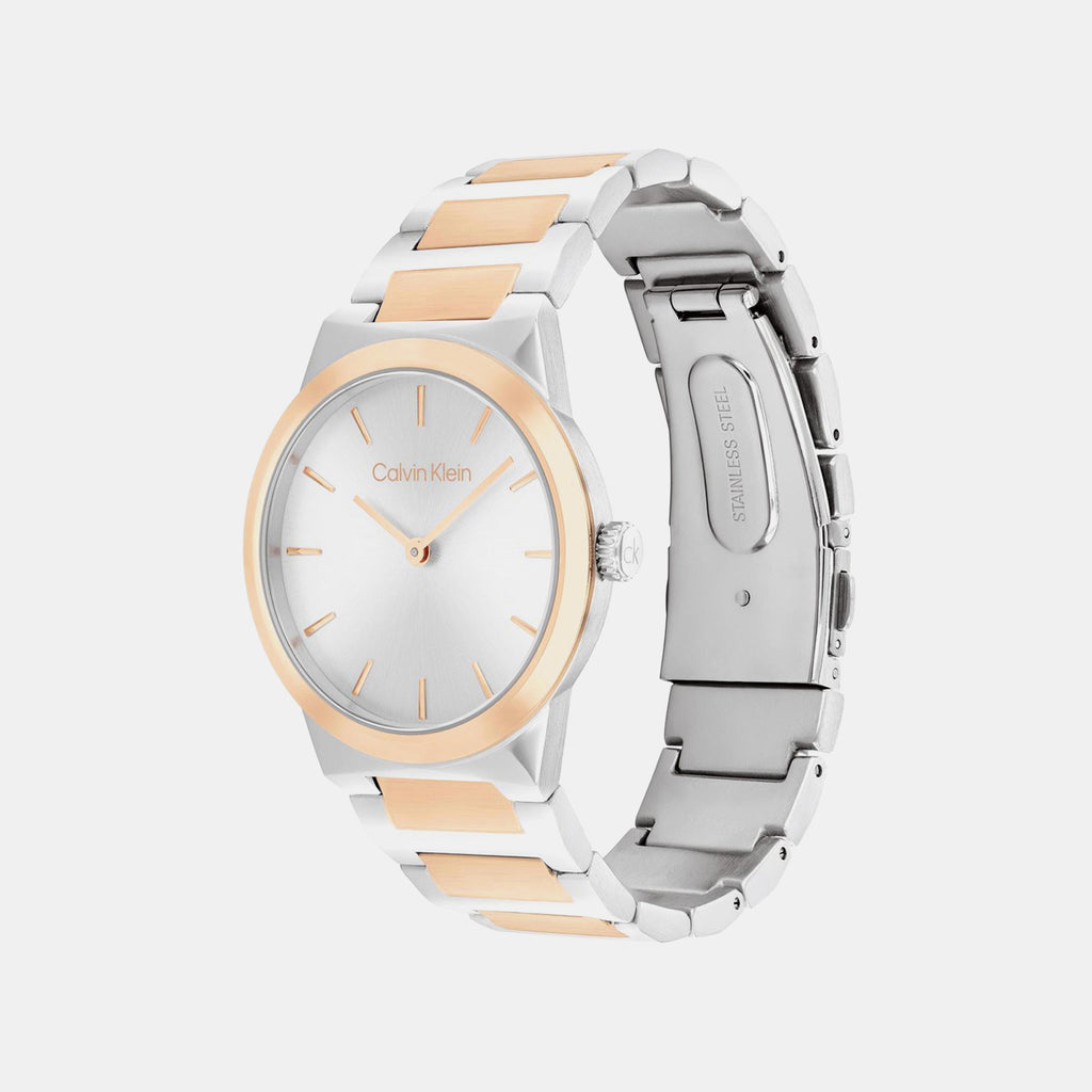 Ck Linear Elegance Women Quartz Silver Dial Analog Stainless Steel Watch 25100083
