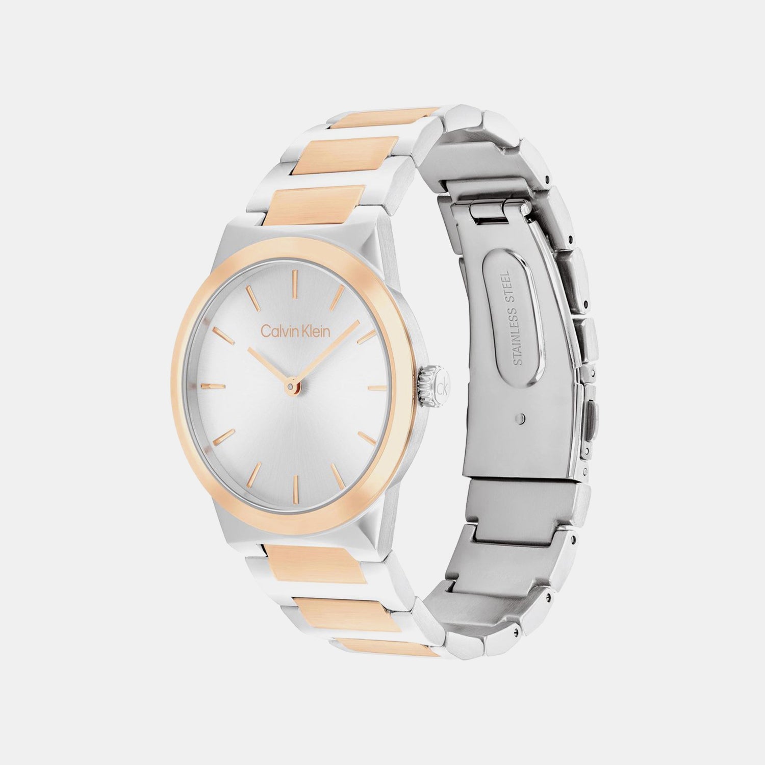 Ck Linear Elegance Women Quartz Silver Dial Analog Stainless Steel Watch 25100083
