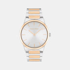 Ck Linear Elegance Women Quartz Silver & White Dial Analog Stainless Steel Watch 25100083