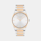 Ck Linear Elegance Women Quartz Silver & White Dial Analog Stainless Steel Watch 25100083