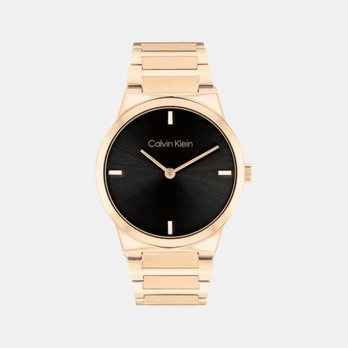 Ck Linear Elegance Women Quartz Black Dial Analog Stainless Steel Watch 25100086
