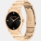 Ck Linear Elegance Women Quartz Black Dial Analog Stainless Steel Watch 25100086