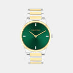 Ck Linear Elegance Women Quartz Green Dial Analog Stainless Steel Watch 25100087