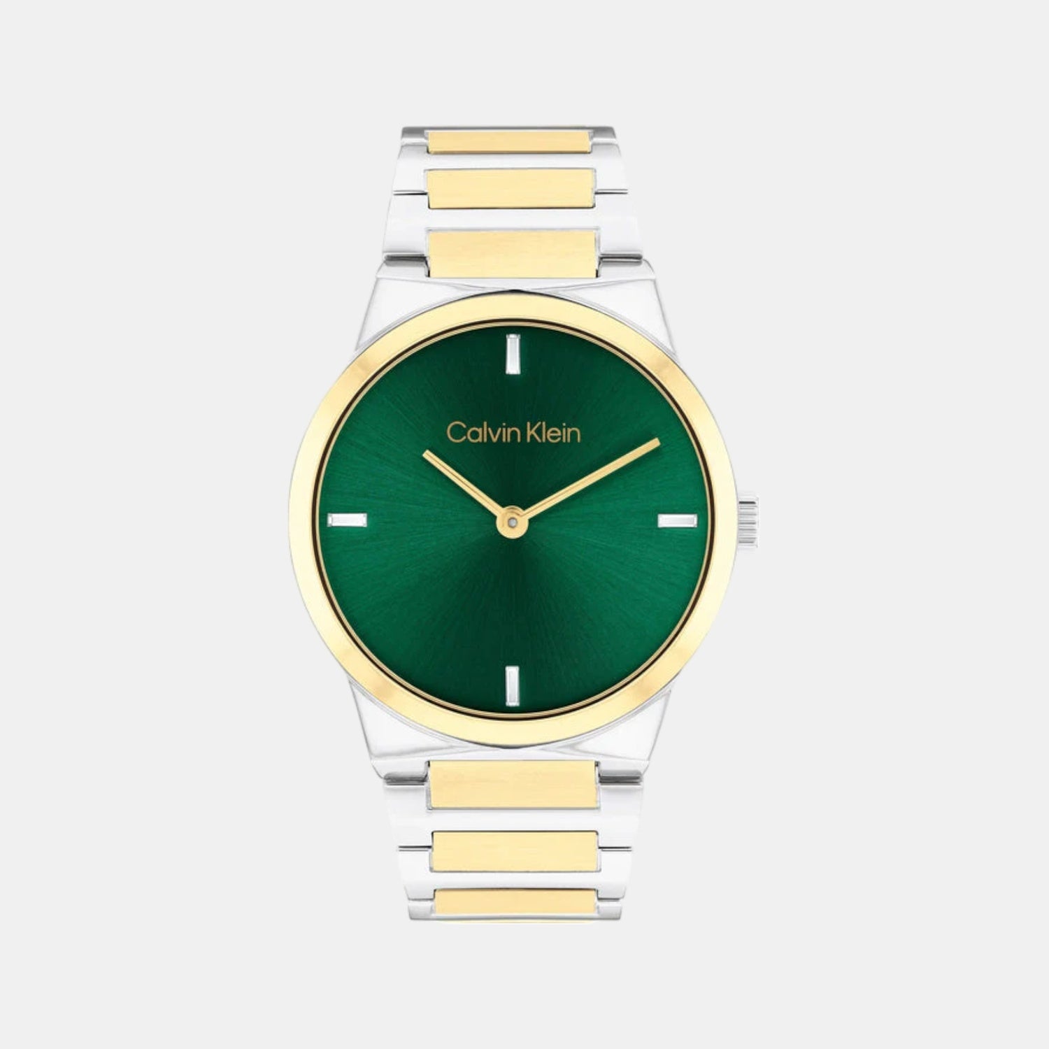 Ck Linear Elegance Women Quartz Green Dial Analog Stainless Steel Watch 25100087