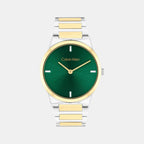 Ck Linear Elegance Women Quartz Green Dial Analog Stainless Steel Watch 25100087