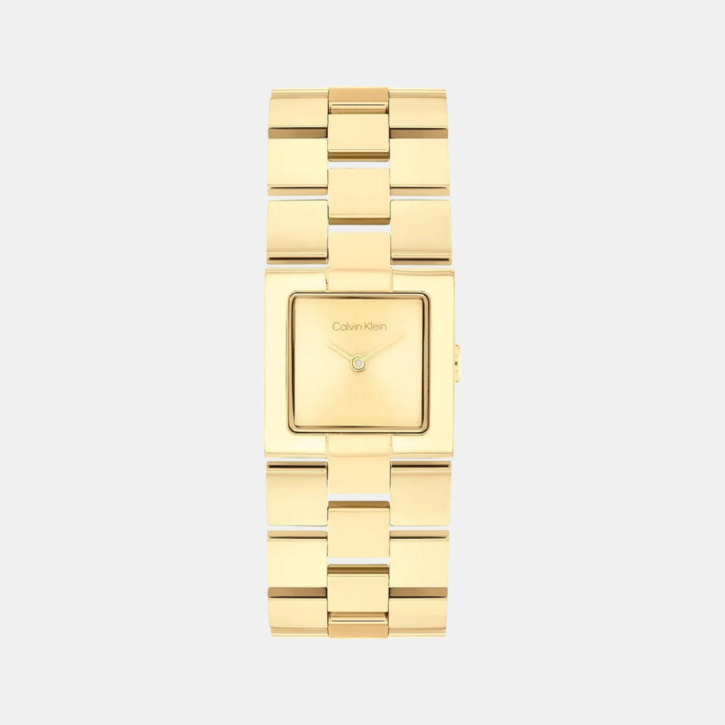 Ck Meridian Women Quartz Thin Gold Dial Analog Stainless Steel Watch 25100089