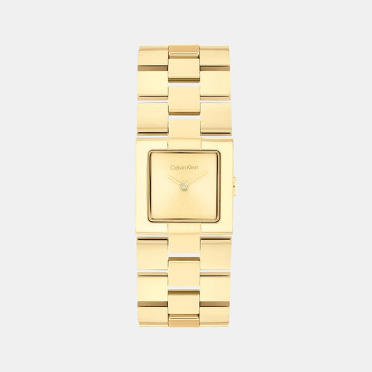Ck Meridian Women Quartz Thin Gold Dial Analog Stainless Steel Watch 25100089