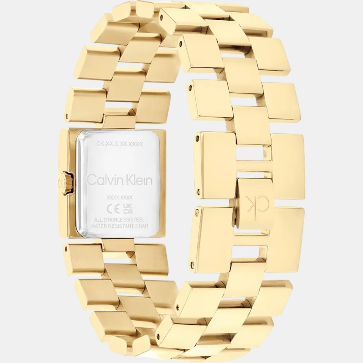 Ck Meridian Women Quartz Thin Gold Dial Analog Stainless Steel Watch 25100089