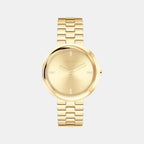 Twisted Bezel Women Quartz Gold Dial Analog Stainless Steel Watch 25100094