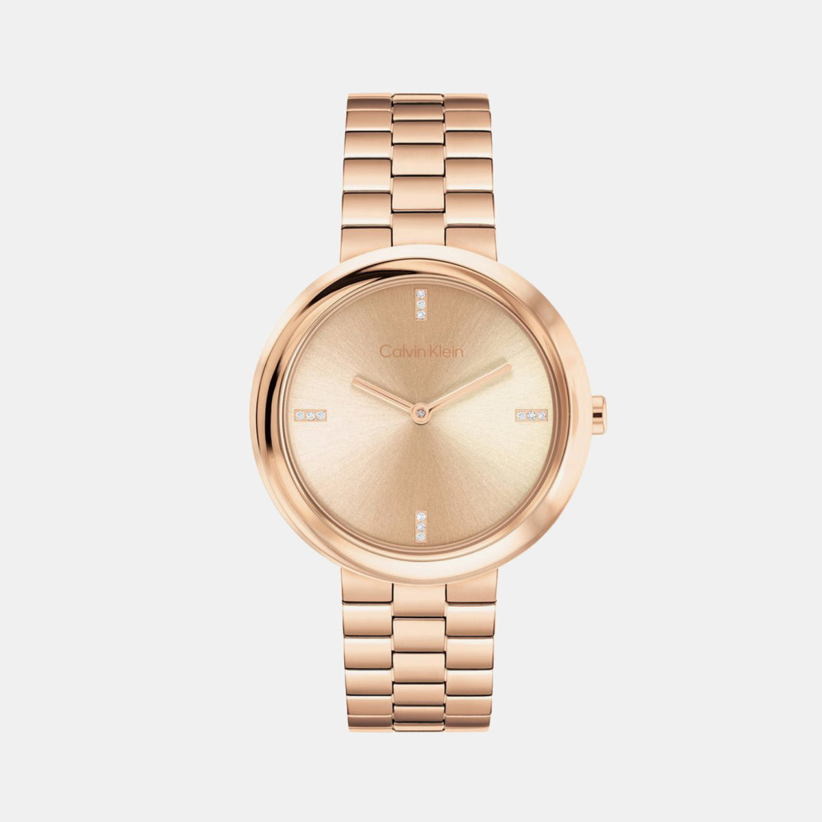 Twisted Bezel Women Quartz Rose Gold Dial Analog Stainless Steel Watch 25100095