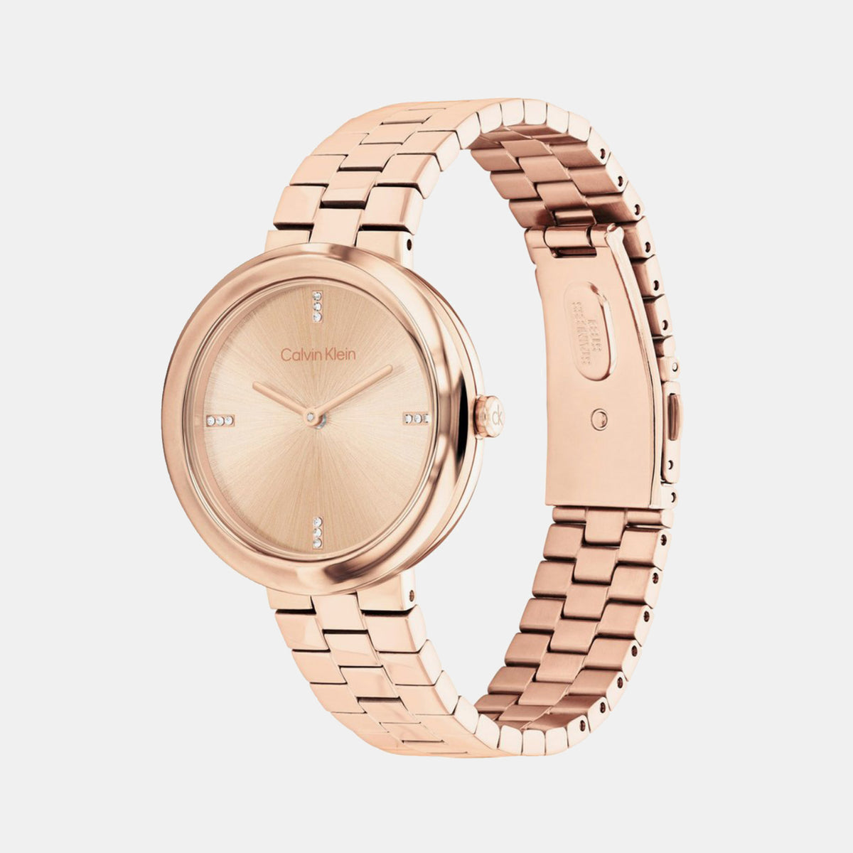 Twisted Bezel Women Quartz Rose Gold Dial Analog Stainless Steel Watch 25100095