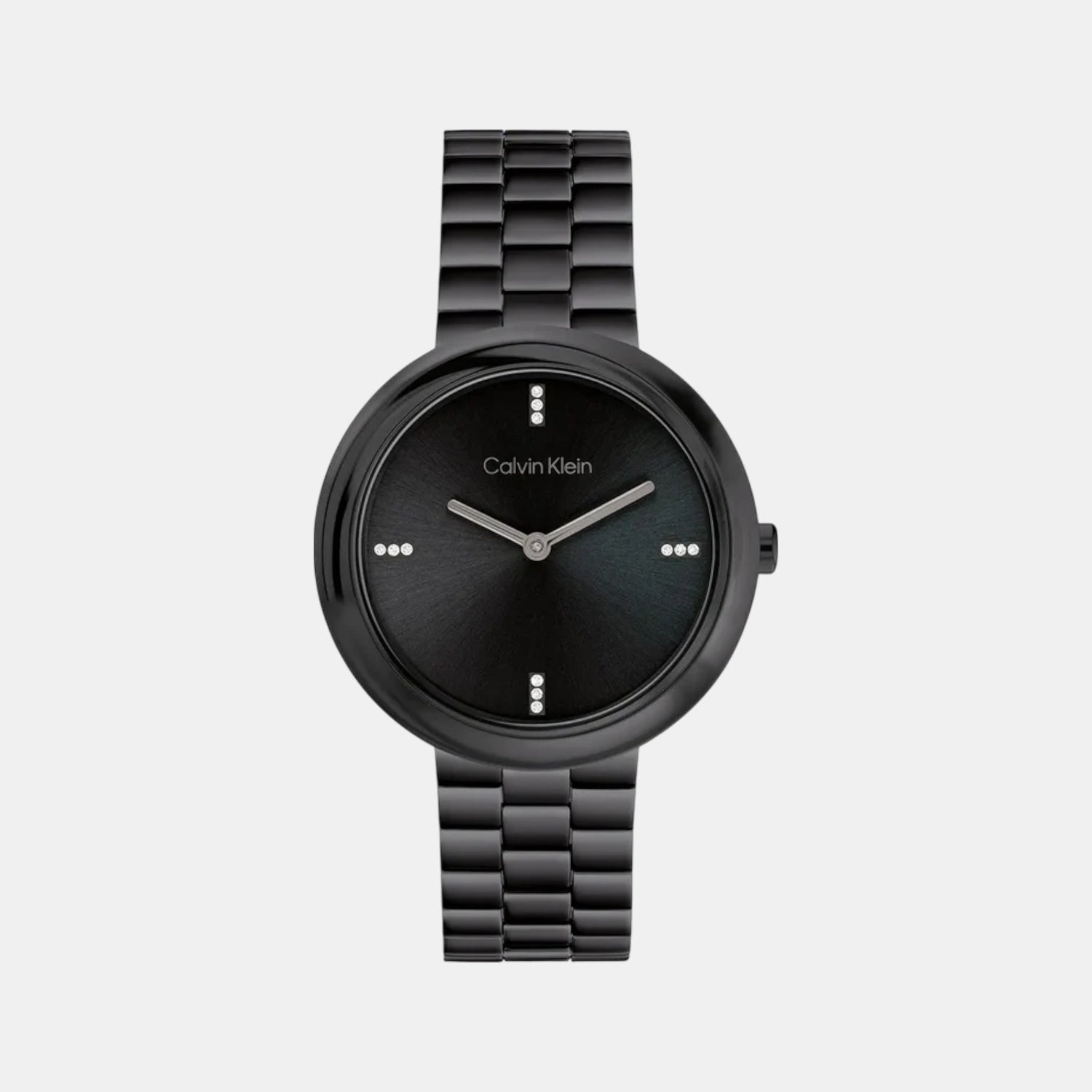 Twisted Bezel Women Quartz Black Dial Analog Stainless Steel Watch 25100096