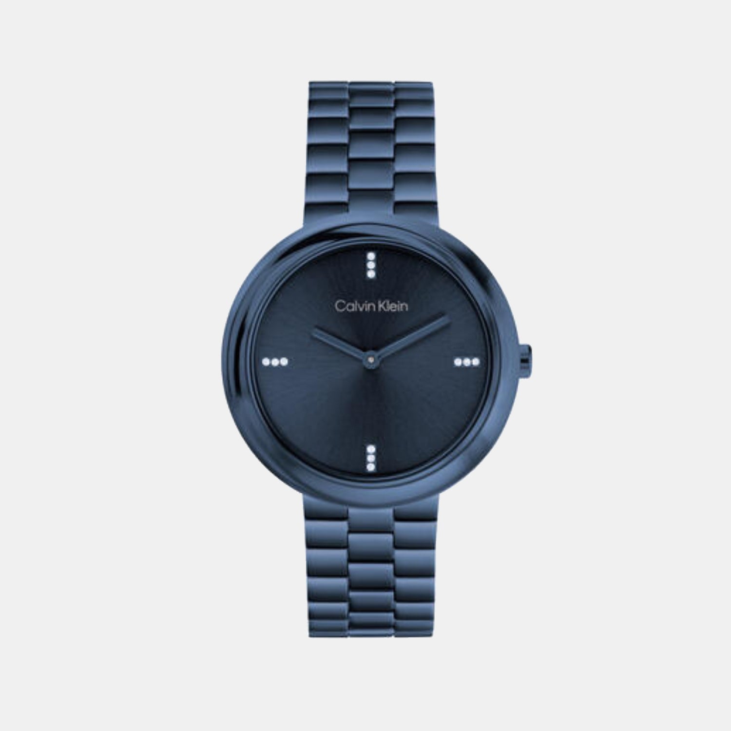 Twisted Bezel Women Quartz Blue Dial Analog Stainless Steel Watch 25100097