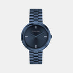 Twisted Bezel Women Quartz Blue Dial Analog Stainless Steel Watch 25100097