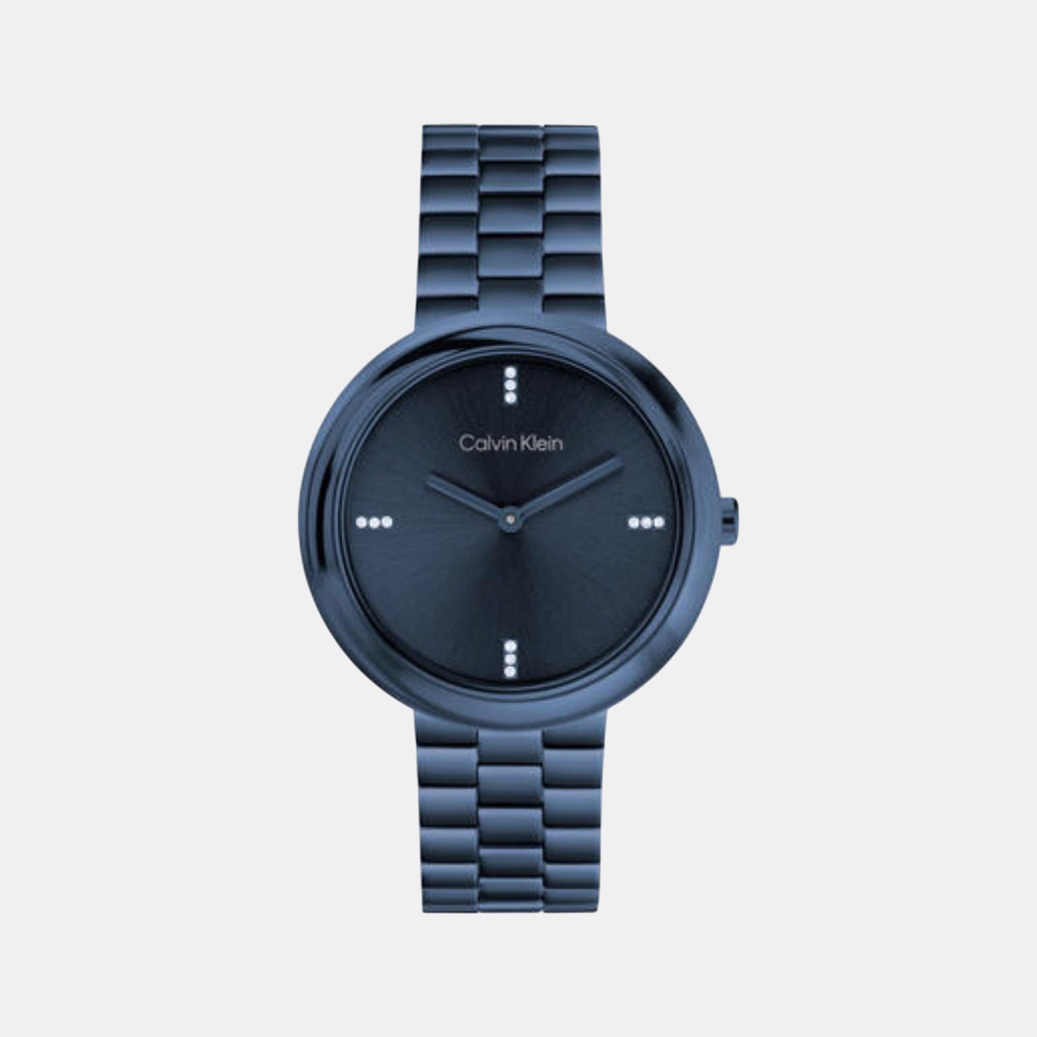 Twisted Bezel Women Quartz Blue Dial Analog Stainless Steel Watch 25100097