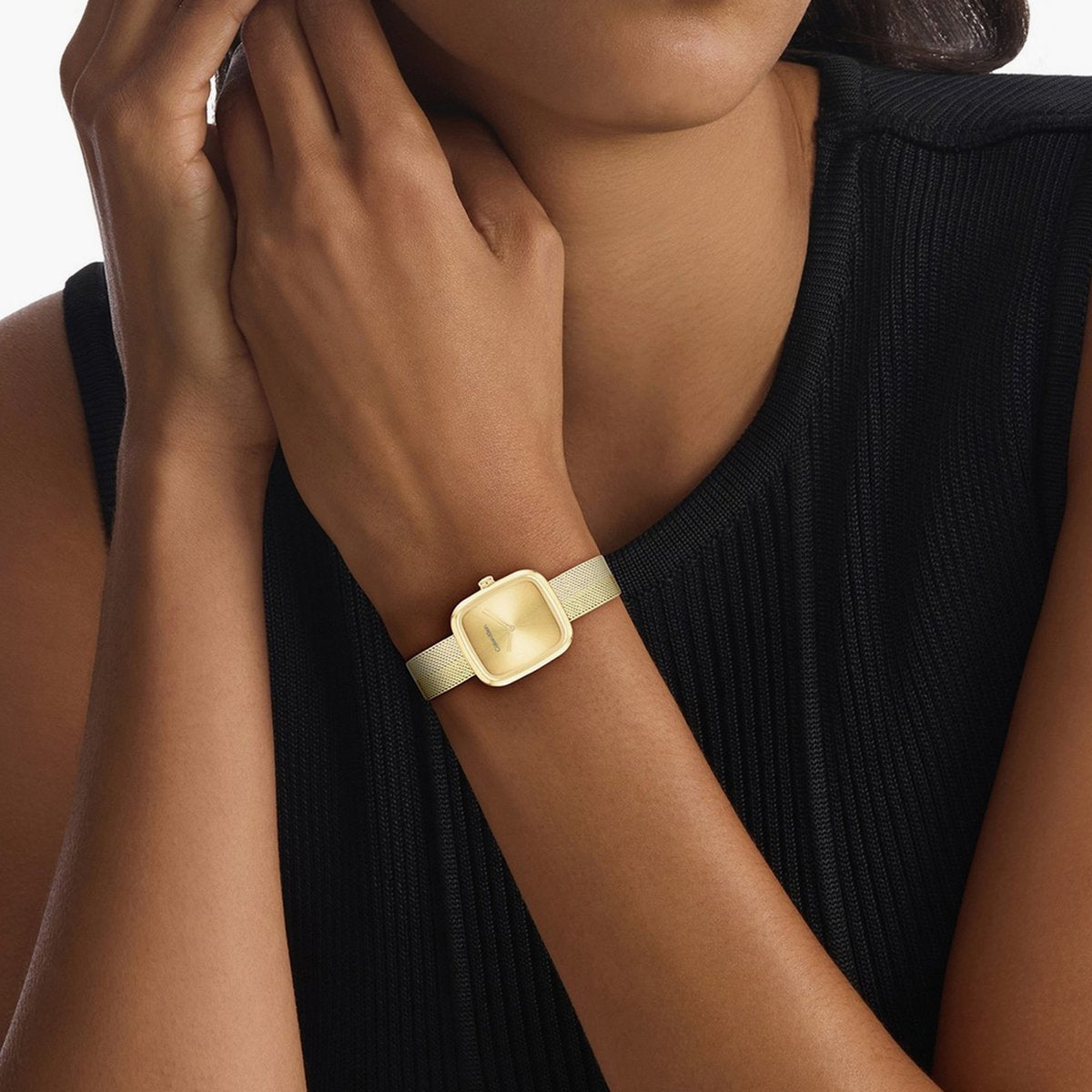 Ck Adore Women Quartz Gold Dial Analog Mesh Watch 25100099