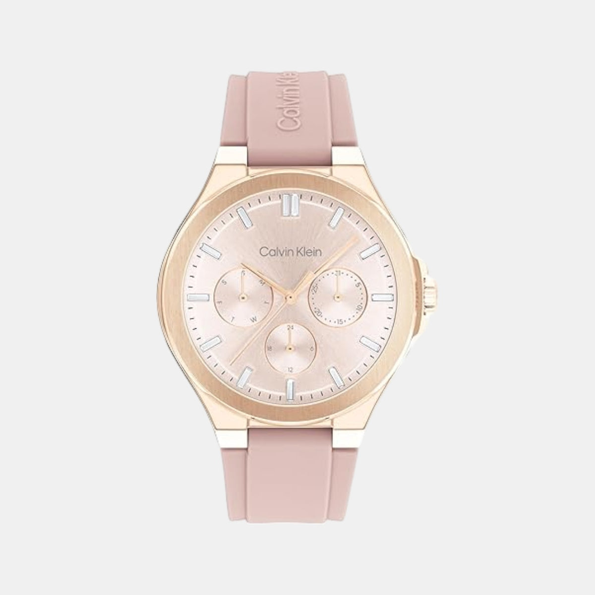 Vibrancy Women Quartz Pink Dial Multi-Function Silicone Watch 25100108
