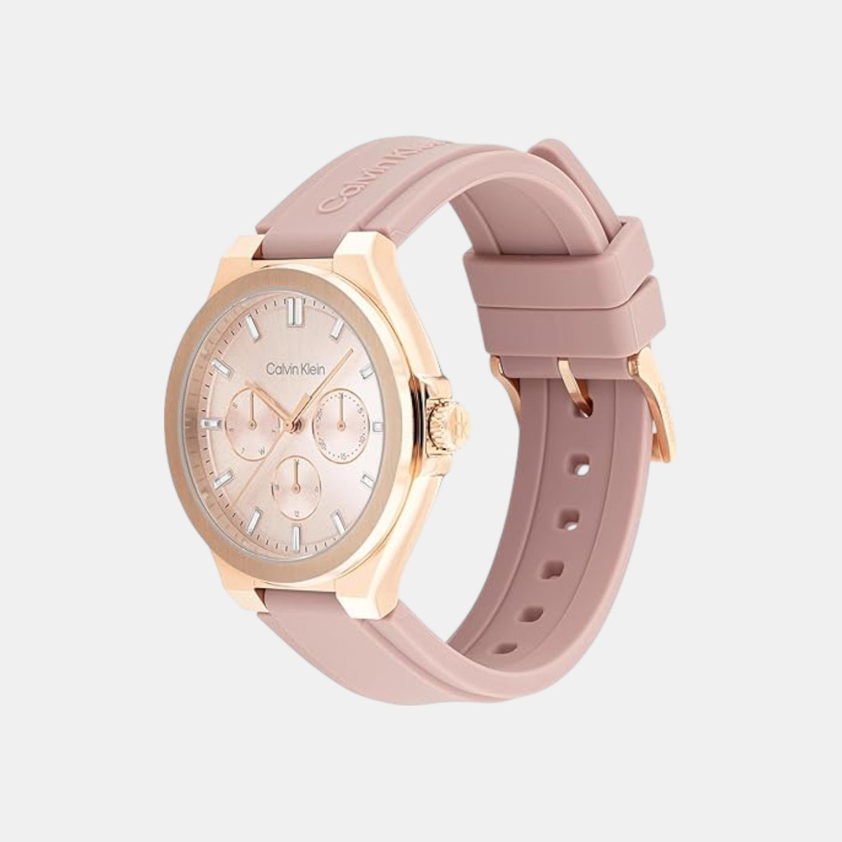 Vibrancy Women Quartz Pink Dial Multi-Function Silicone Watch 25100108