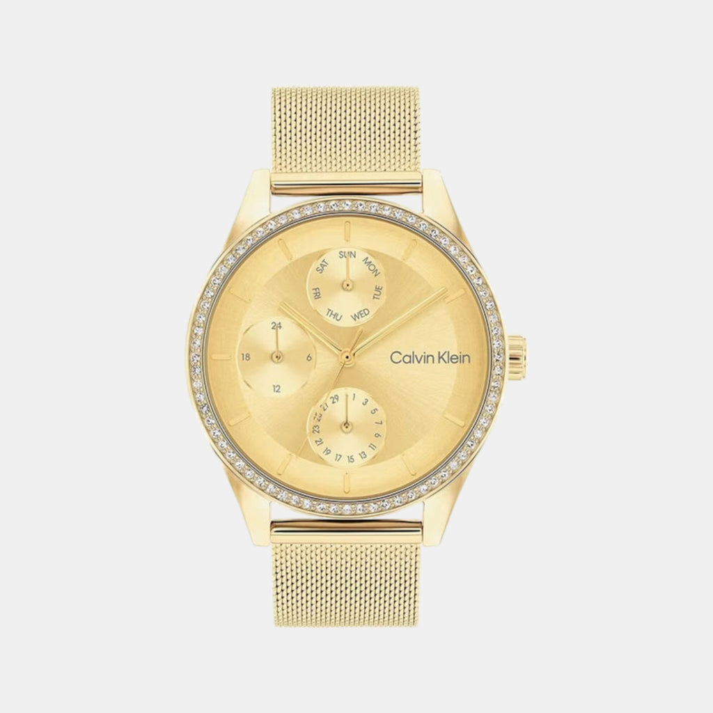 Sensations Women Quartz Gold Dial Analog Stainless Steel Watch 25100111