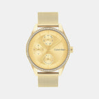 Sensations Women Quartz Gold Dial Analog Stainless Steel Watch 25100111