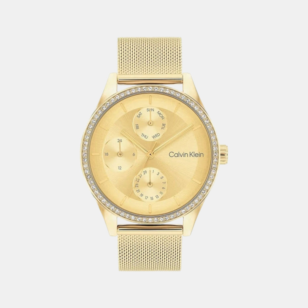 Sensations Women Quartz Gold Dial Analog Stainless Steel Watch 25100111