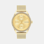 Sensations Women Quartz Gold Dial Analog Stainless Steel Watch 25100111