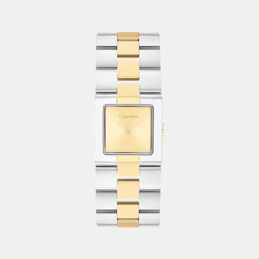 Ck Meridian Women Quartz Thin Gold Dial Analog Stainless Steel Watch 25100115