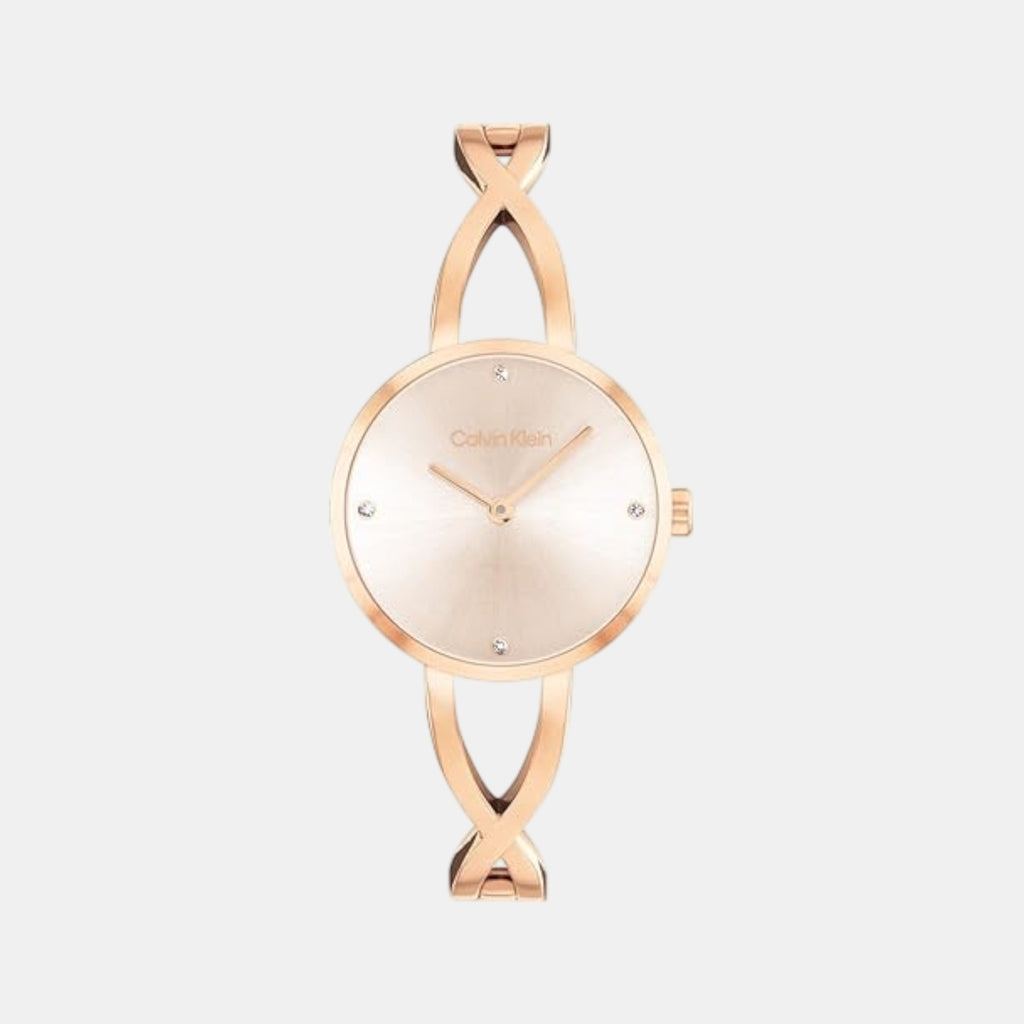 Sculpted Embrace Women Quartz Blush Dial Analog Stainless Steel Watch 25100116