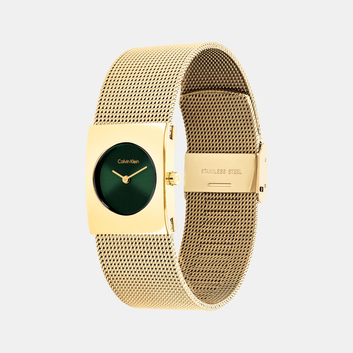 Ck Pulse Women Quartz Green Dial Analog Mesh Watch 25100136