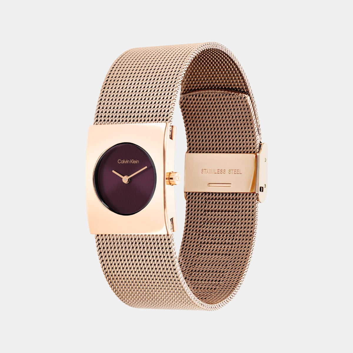 Ck Pulse Women Quartz Burgundy Dial Analog Mesh Watch 25100137