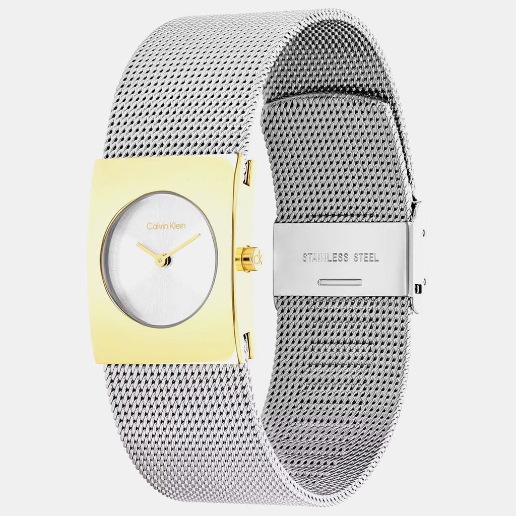 Women Quartz Silver Dial Analog Mesh Watch 25100139