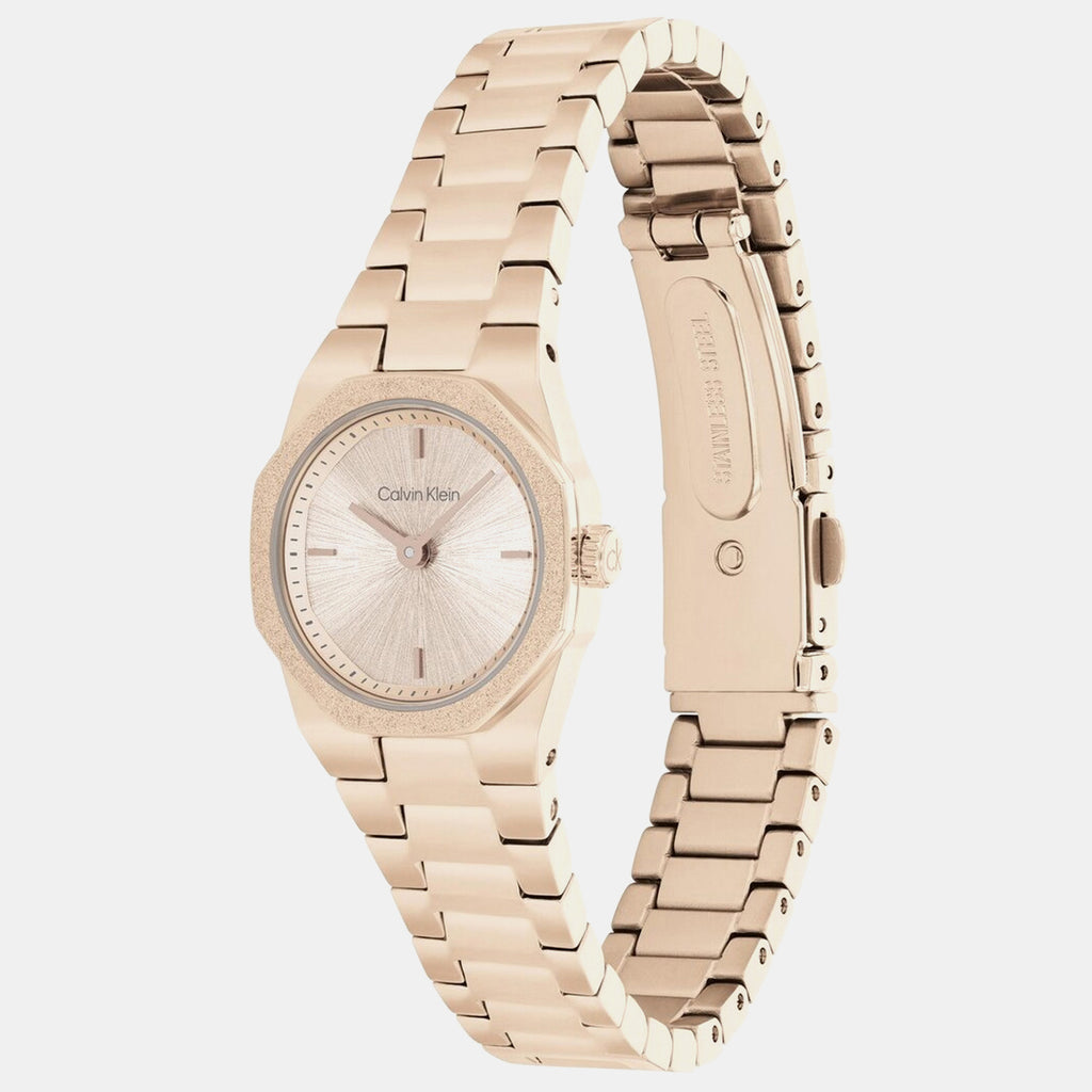 Women Quartz Beige Dial Analog Stainless Steel Watch 25100144