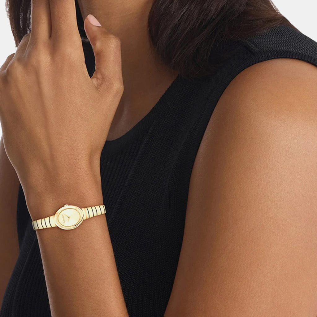 Women Quartz Gold Dial Analog Stainless Steel Watch 25100147