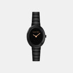 Twisted Bezel Women Quartz Black Dial Analog Stainless Steel Watch 25100150