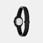 Twisted Bezel Women Quartz Black Dial Analog Stainless Steel Watch 25100150