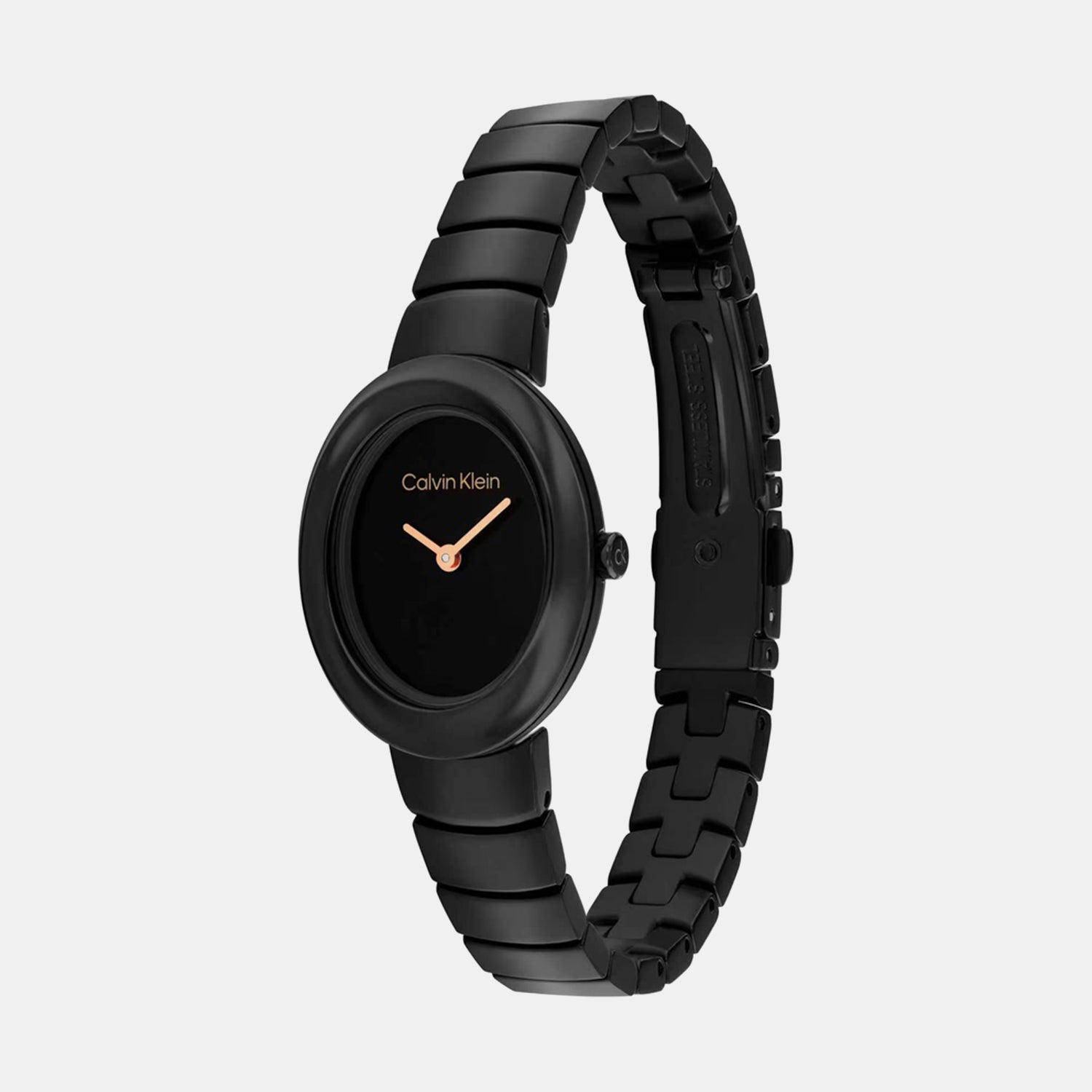 Twisted Bezel Women Quartz Black Dial Analog Stainless Steel Watch 25100150