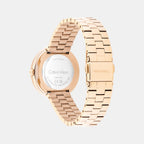 Twisted Bezel Women Quartz Carnation Gold Dial Analog Stainless Steel Watch 25100166