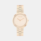 Twisted Bezel Women Quartz Carnation Gold Dial Analog Stainless Steel Watch 25100166