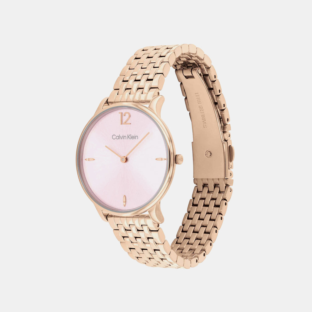 Luxe Women Quartz Pink Dial Analog Stainless Steel Watch 25100170