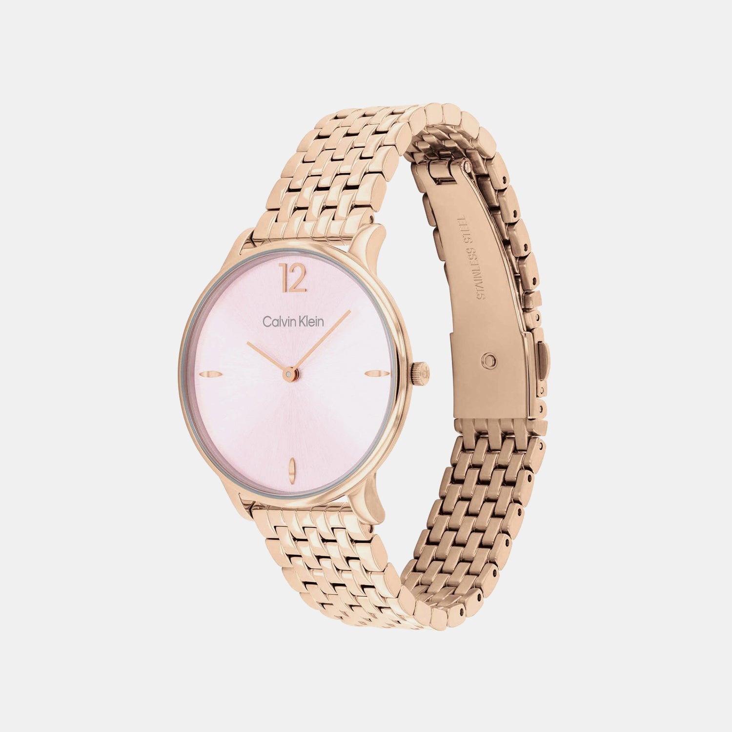 Luxe Women Quartz Pink Dial Analog Stainless Steel Watch 25100170