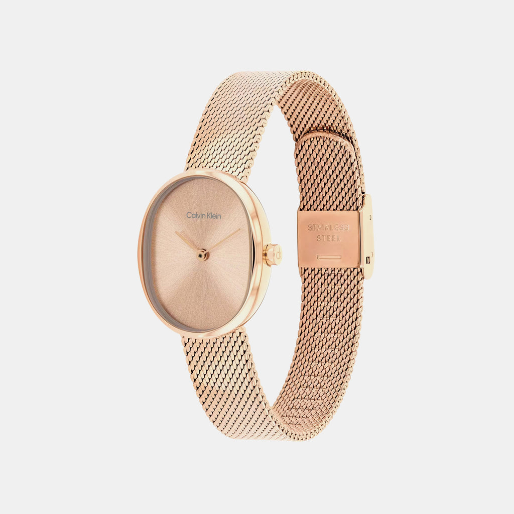 Euphoria Women Quartz Rose Gold Dial Analog Mesh Watch 25100175