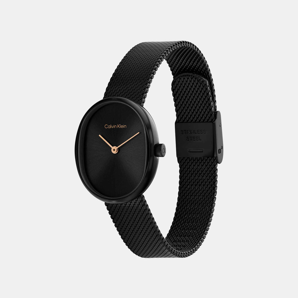 Euphoria Women Quartz Black Dial Analog Mesh Watch 25100176