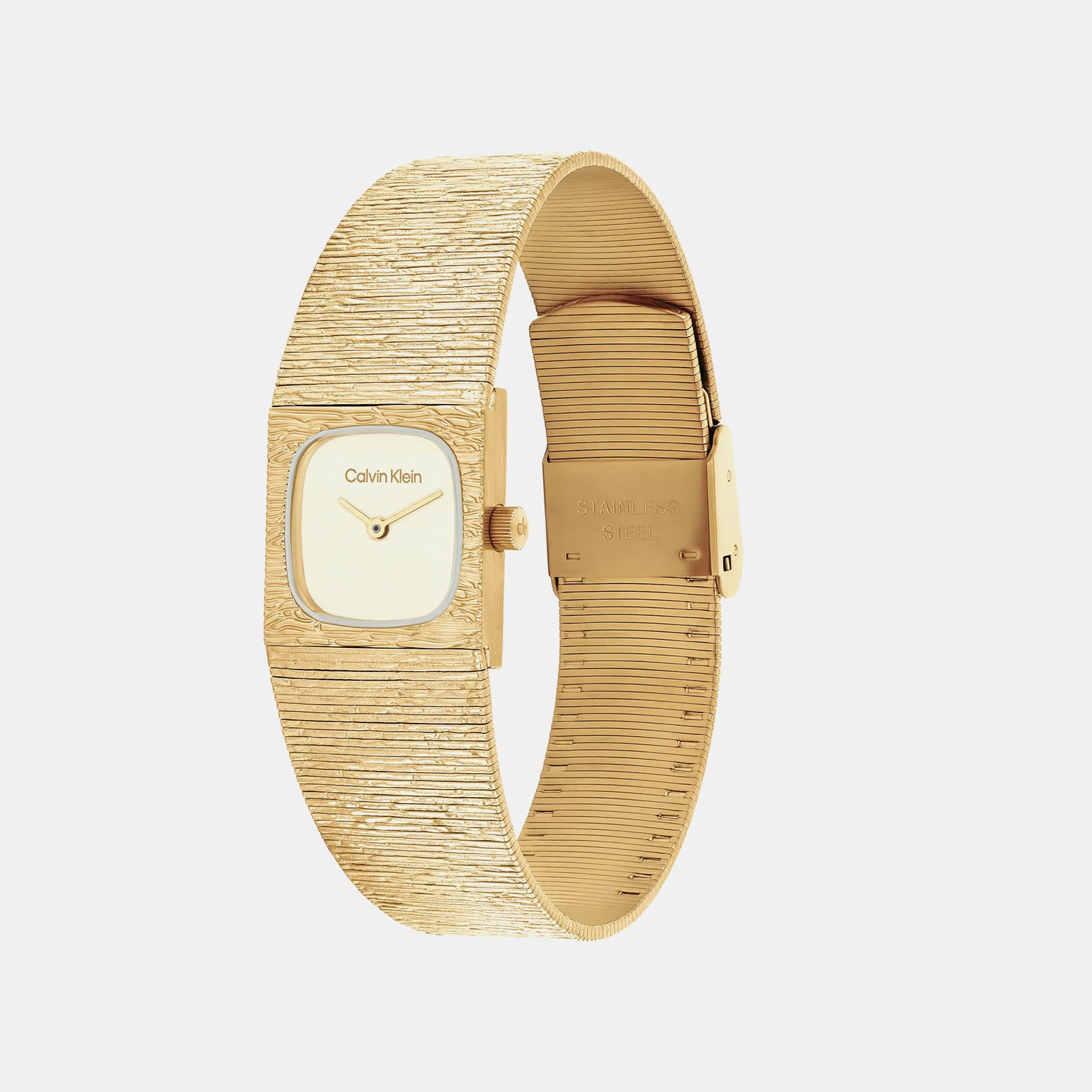 Sophisticated Square Women Quartz Champagne Dial Analog Stainless Steel Watch 25100178