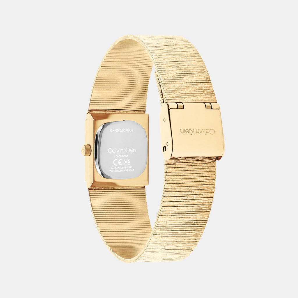 Sophisticated Square Women Quartz Champagne Dial Analog Stainless Steel Watch 25100178