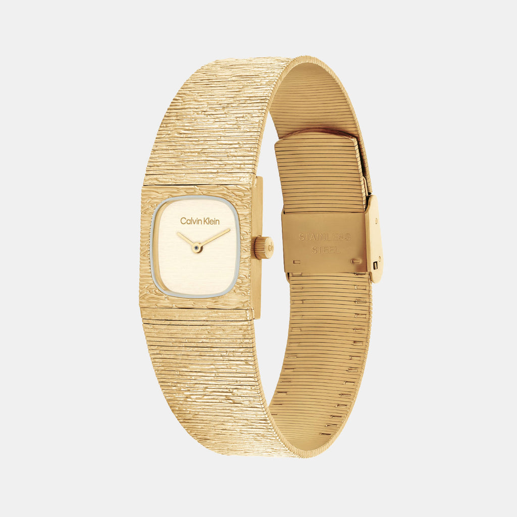 Sophisticated Square Women Quartz Champagne Dial Analog Stainless Steel Watch 25100178