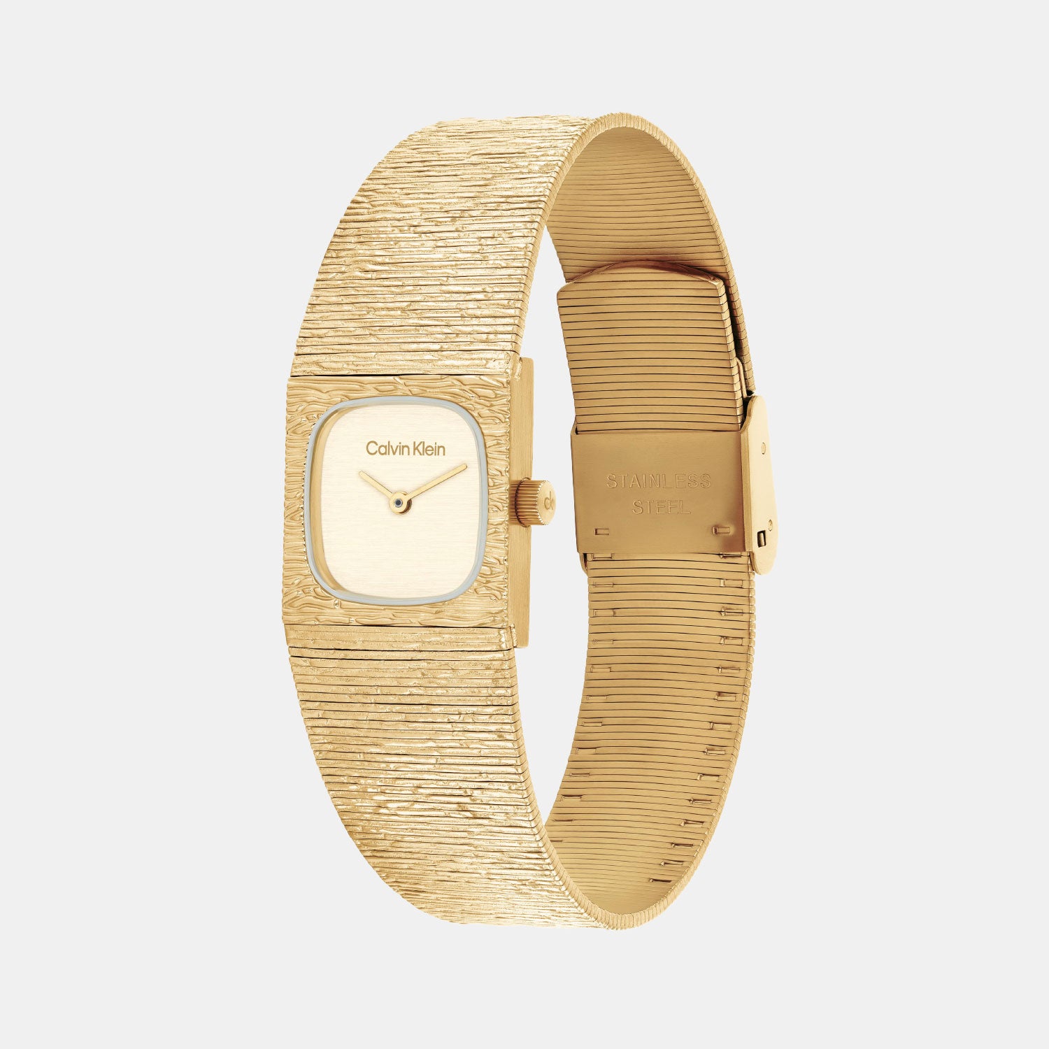 Sophisticated Square Women Quartz Champagne Dial Analog Stainless Steel Watch 25100178