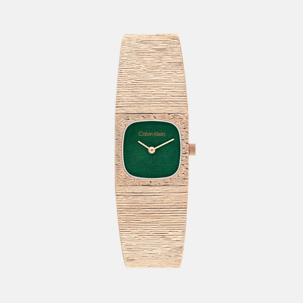 Sophisticated Square Women Quartz Green Dial Analog Stainless Steel Watch 25100179