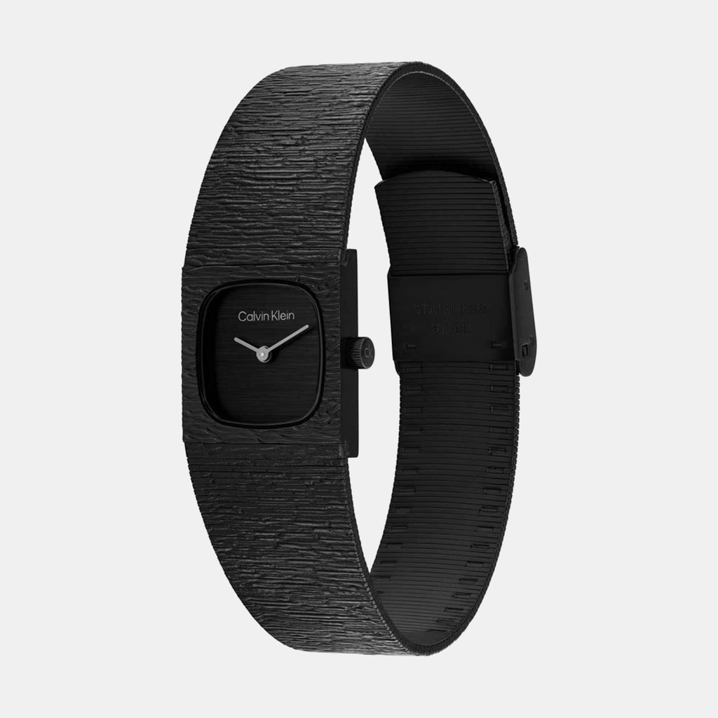 Sophisticated Square Women Quartz Black Dial Analog Stainless Steel Watch 25100180
