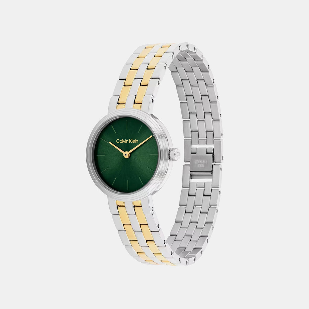 Women Quartz Green Dial Analog Stainless Steel Watch 25100188