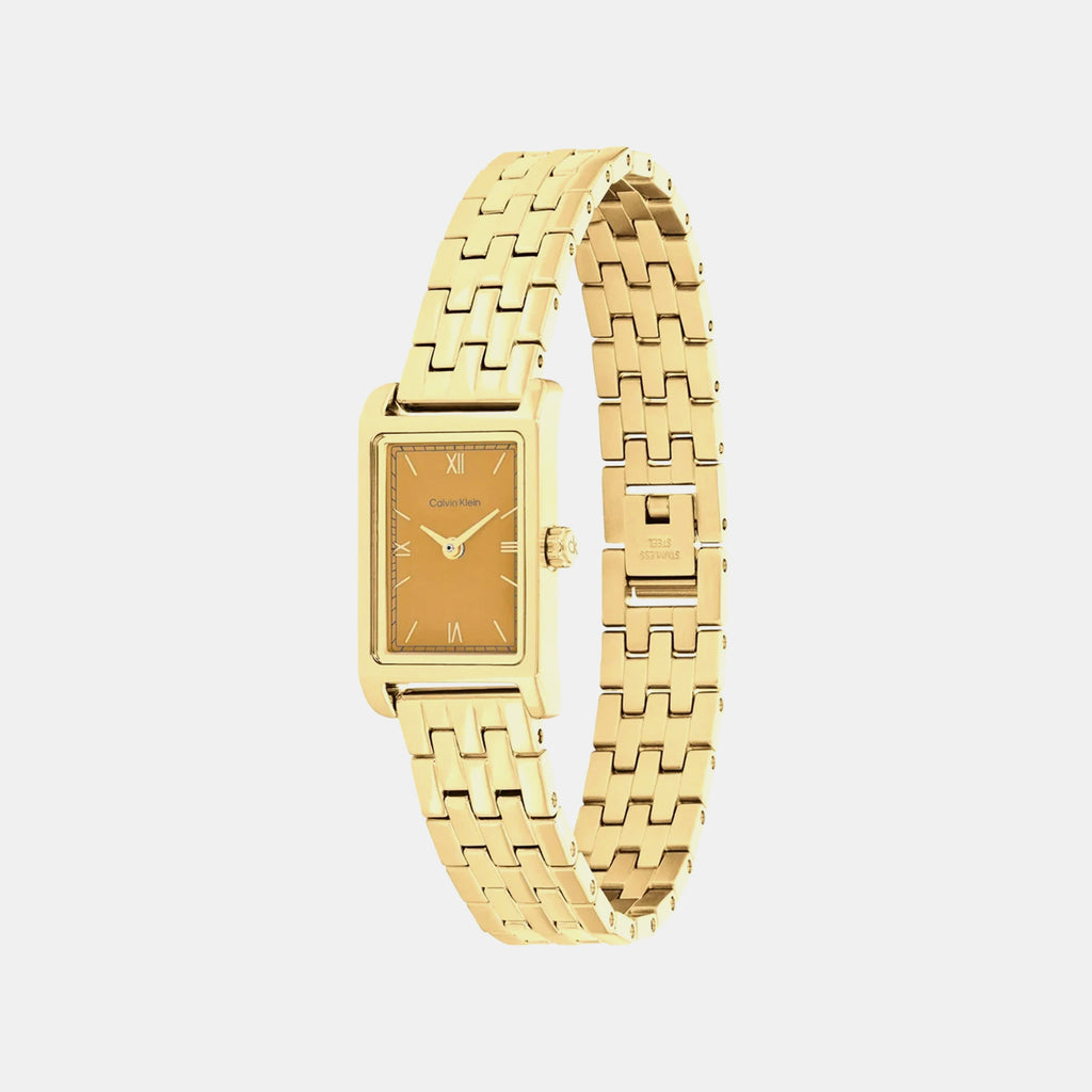 Ck Light Women Quartz Yellow Dial Analog Stainless Steel Watch 25100198